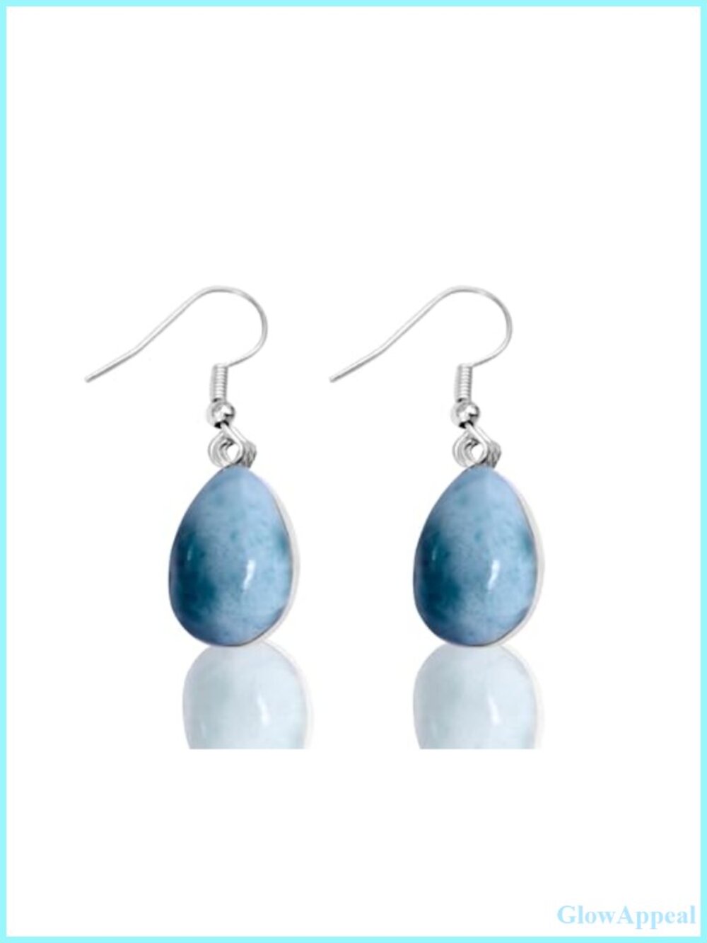 Handmade 925 Sterling Silver Larimar Drop Dangle Earrings Artisan
